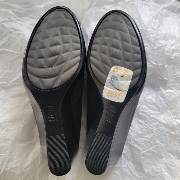 NWOT Flexi Women Black Leather Wedge Sandals Size US 9.5 - Picture 4 of 4